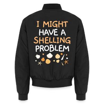 Ich könnte ein Muschelproblem haben Muschel Beachc - Unisex Bomberjacke - Schwarz - Hinten - AI Model Male 185 light (185cm)