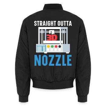 Direkt aus der Düse Machinist 3D-Drucken - Unisex Bomberjacke - Schwarz - Hinten - AI Model Male 185 light (185cm)