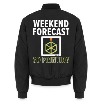 Wochenendvorhersage 100% Chance auf 3D-Druck - Unisex Bomberjacke - Schwarz - Hinten - AI Model Male 185 light (185cm)