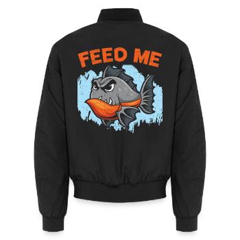 Füttere mich Piranha Sammler Aquarianer Fischzucht - Unisex Bomberjacke - Schwarz - Hinten - AI Model Male 185 light (185cm)