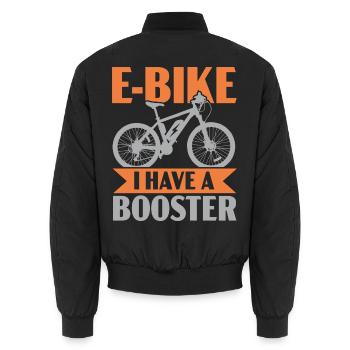 E-Bike Ich habe einen Booster Elektrofahrrad Ride - Unisex Bomberjacke - Schwarz - Hinten - AI Model Male 185 light (185cm)
