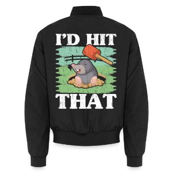 Ich würde das Wildtier treffen Tier Maulwurfsflüst - Unisex Bomberjacke - Schwarz - Hinten - AI Model Male 185 light (185cm)