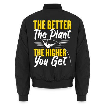 Je besser die Anlage, desto höher der Stabhochspru - Unisex Bomberjacke - Schwarz - Hinten - AI Model Male 185 light (185cm)
