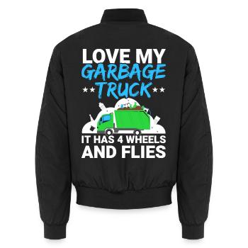 Liebe meinen Müllwagen Müllsammler Recycling - Unisex Bomberjacke - Schwarz - Hinten - AI Model Male 185 light (185cm)