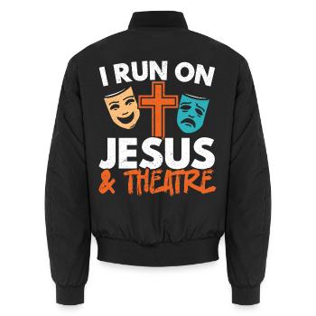 Ich laufe auf Jesus und Theater Broadway Christ - Unisex Bomberjacke - Schwarz - Hinten - AI Model Male 185 light (185cm)