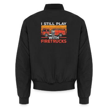 Brandbekämpfung Feuerwehrmann Feuerwehrmann Feuer - Unisex Bomberjacke - Schwarz - Hinten - AI Model Male 185 light (185cm)
