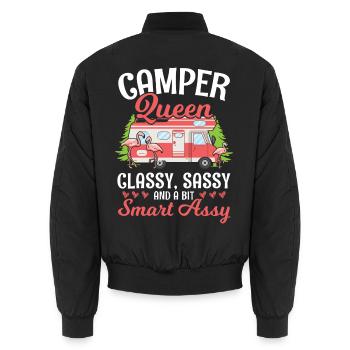 Camper Queen - Unisex Bomberjacke - Schwarz - Hinten - AI Model Male 185 light (185cm)