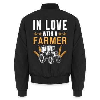 Verliebt in einen Bauer - Unisex Bomberjacke - Schwarz - Hinten - AI Model Male 185 light (185cm)