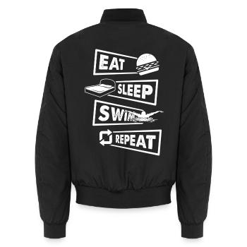Schwimmerin Geschenk - Unisex Bomberjacke - Schwarz - Hinten - AI Model Male 185 light (185cm)