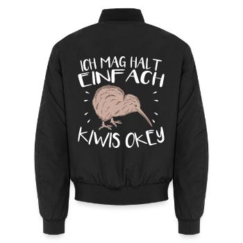Ich Mag Halt Einfach Kiwis Kiwi Vogel Fan - Unisex Bomberjacke - Schwarz - Hinten - AI Model Male 185 light (185cm)