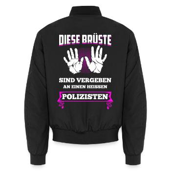 Diese Brüste Sind Vergeben An Heißen Polizist - Unisex Bomberjacke - Schwarz - Hinten - AI Model Male 185 light (185cm)
