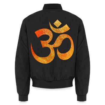 Om Symbol Textur Feuerorange - Unisex Bomberjacke - Schwarz - Hinten - AI Model Male 185 light (185cm)