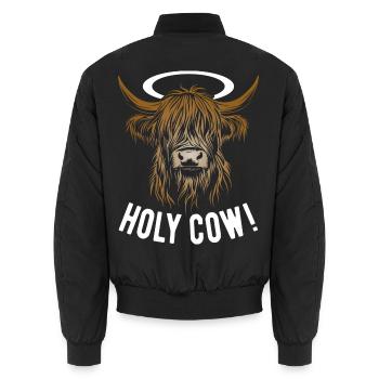 Hochland Rind - Holy Cow - Kuh - Geschenk - Unisex Bomberjacke - Schwarz - Hinten - AI Model Male 185 light (185cm)