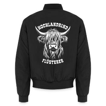 Hochland Rind Flüsterer - Kuh - Spruch - Unisex Bomberjacke - Schwarz - Hinten - AI Model Male 185 light (185cm)