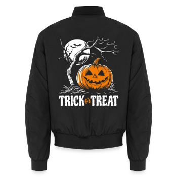 Happy Halloween Kürbis Kostüm - Trick or Treat - Unisex Bomberjacke - Schwarz - Hinten - AI Model Male 185 light (185cm)