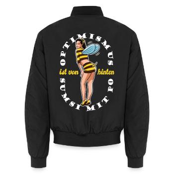 Sumsi mit Po Optimismus - flotte Biene von hinten - Unisex Bomberjacke - Schwarz - Hinten - AI Model Male 185 light (185cm)
