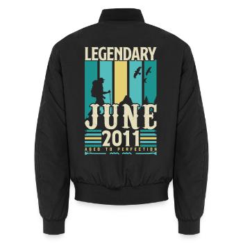 Juni 2011 Geburtstagsgeschenk, Jahrgang Juni 2011. - Unisex Bomberjacke - Schwarz - Hinten - AI Model Male 185 light (185cm)