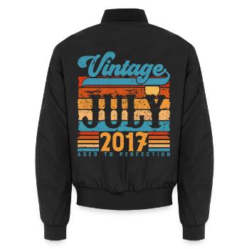 Juli 2017, Juli 2017 Geburtstagsgeschenk. - Unisex Bomberjacke - Schwarz - Hinten - AI Model Male 185 light (185cm)