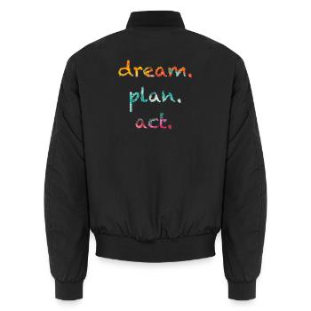 Traum Planen Handeln – Aquarell - Unisex Bomberjacke - Schwarz - Hinten - AI Model Male 185 light (185cm)