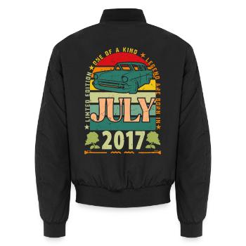 Geburtstagsgeschenk Juli 2017. - Unisex Bomberjacke - Schwarz - Hinten - AI Model Male 185 light (185cm)