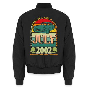 Geburtstagsgeschenk Juli 2002. - Unisex Bomberjacke - Schwarz - Hinten - AI Model Male 185 light (185cm)