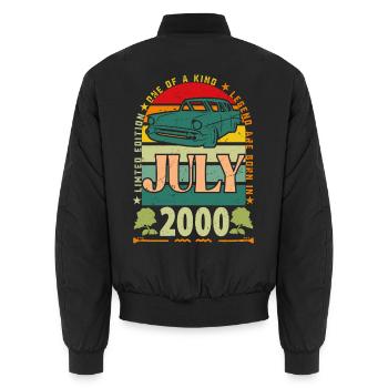 Geburtstagsgeschenk Juli 2000. - Unisex Bomberjacke - Schwarz - Hinten - AI Model Male 185 light (185cm)