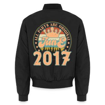 Juni 2017. Geburtstagsgeschenk Juni 2017. Juni - Unisex Bomberjacke - Schwarz - Hinten - AI Model Male 185 light (185cm)