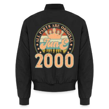 Juni 2000. Geburtstagsgeschenk im Juni 2000. Juni - Unisex Bomberjacke - Schwarz - Hinten - AI Model Male 185 light (185cm)