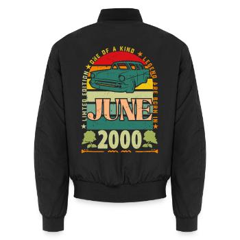 Geburtstagsgeschenk im Juni 2000. Juni 2000 Juni 2000 - Unisex Bomberjacke - Schwarz - Hinten - AI Model Male 185 light (185cm)