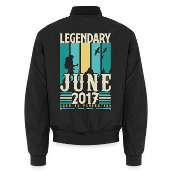 Juni 2017 Geburtstagsgeschenk, Jahrgang Juni 2017. - Unisex Bomberjacke - Schwarz - Hinten - AI Model Male 185 light (185cm)