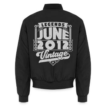 Vintage Geburtstagsgeschenk Juni 2012, Juni 2012. - Unisex Bomberjacke - Schwarz - Hinten - AI Model Male 185 light (185cm)