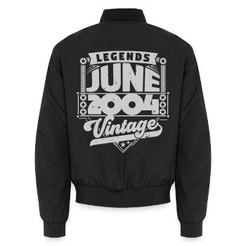 Vintage Geburtstagsgeschenk Juni 2004, Juni 2004. - Unisex Bomberjacke - Schwarz - Hinten - AI Model Male 185 light (185cm)