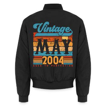 Mai 2004, Vintage Jubiläumsgeschenk Mai 2004. - Unisex Bomberjacke - Schwarz - Hinten - AI Model Male 185 light (185cm)