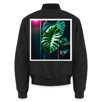 Monstera Leafs#2 - Unisex Bomberjacke - Schwarz - Hinten - AI Model Male 185 light (185cm)
