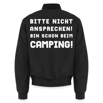 bitte nicht ansprechen camping - Unisex Bomberjacke - Schwarz - Hinten - AI Model Male 185 light (185cm)