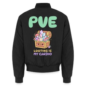 Cozy Gamer PvE Schatztruhe Looting Design - Unisex Bomberjacke - Schwarz - Hinten - AI Model Male 185 light (185cm)