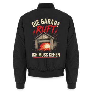 Garage ruft: Ich muss gehen - Unisex Bomberjacke - Schwarz - Hinten - AI Model Male 185 light (185cm)