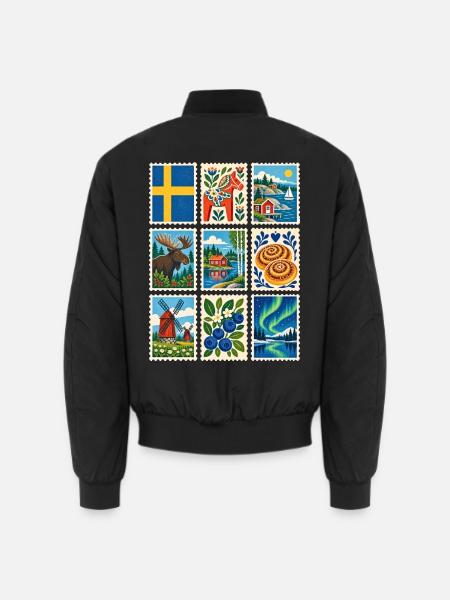 Schweden Briefmarken - Unisex Bomberjacke - Schwarz