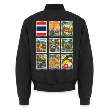 Thailand Briefmarken - Unisex Bomberjacke - Schwarz - Hinten - AI Model Male 185 light (185cm)