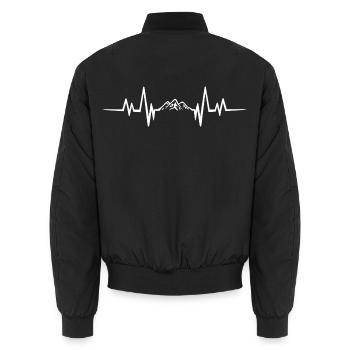Berg Herzschlag  - Unisex Bomberjacke - Schwarz - Hinten - AI Model Male 185 light (185cm)