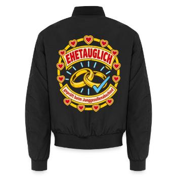 Ehetauglich Junggesellenabschied - Unisex Bomberjacke - Schwarz - Hinten - AI Model Male 185 light (185cm)