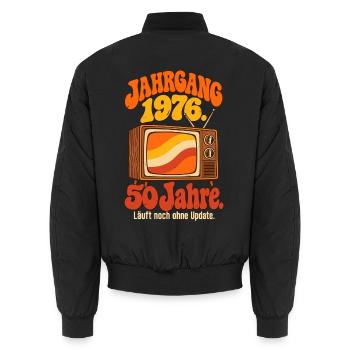 Jahrgang 1976 Läuft ohne Update - Unisex Bomberjacke - Schwarz - Hinten - AI Model Male 185 light (185cm)