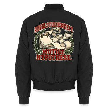 Regelstudienzeit: mutige Hypothese - Unisex Bomberjacke - Schwarz - Hinten - AI Model Male 185 light (185cm)