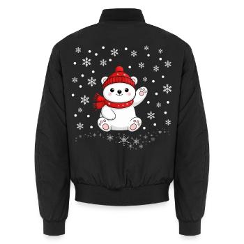 Weihnachten Eisbär Schneeflocken Polar bear Winter - Unisex Bomberjacke - Schwarz - Hinten - AI Model Male 185 light (185cm)