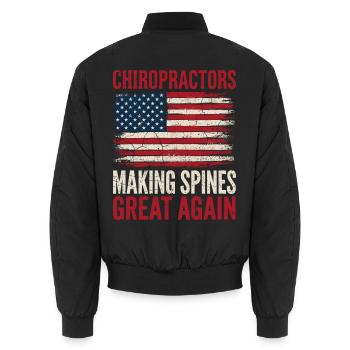Chiropraktiker machen Wirbelsäulen wieder großartig – Chiropraktiker - Unisex Bomberjacke - Schwarz - Hinten - AI Model Male 185 light (185cm)