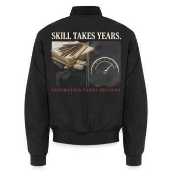 Stop KI Skill Takes Years Gegen Ki - Unisex Bomberjacke - Schwarz - Hinten - AI Model Male 185 light (185cm)
