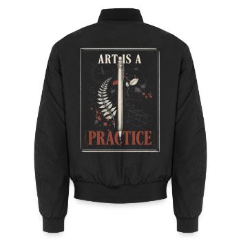 Stop KI Art Is A Practice Gegen Ki - Unisex Bomberjacke - Schwarz - Hinten - AI Model Male 185 light (185cm)