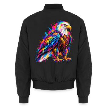 Weißkopfseeadler – Bunte Neon Graffiti Kunst - Unisex Bomberjacke - Schwarz - Hinten - AI Model Male 185 light (185cm)