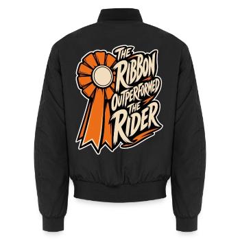 Reiterhumor – The Ribbon Outperformed the Rider - Unisex Bomberjacke - Schwarz - Hinten - AI Model Male 185 light (185cm)