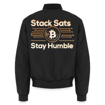 Stack Sats Stay Humble - Unisex Bomberjacke - Schwarz - Hinten - AI Model Male 185 light (185cm)